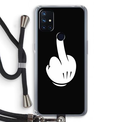 Middle finger black: OnePlus Nord N10 5G Transparant Hoesje met koord