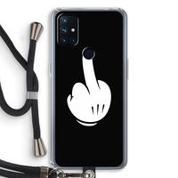 Middle finger black: OnePlus Nord N10 5G Transparant Hoesje met koord