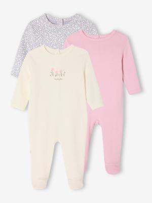 Set van 3 slaappakjes Basics paars, gestreept