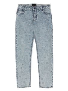 Emporio Armani Kids jean droit à motif monogrammé - Bleu