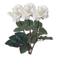 Top Art Kunstbloem roos Caroline - 3x - wit - 70 cm - zijde - kunststof steel - decoratie bloemen - Kunstbloemen - thumbnail