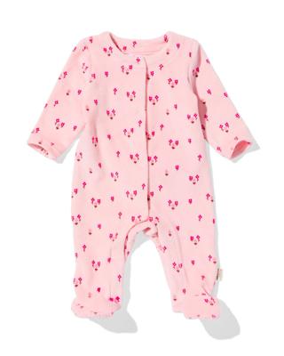 HEMA Newborn boxpakje rib velours bloemen roze (roze)