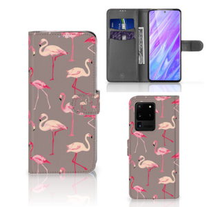 Samsung Galaxy S20 Ultra Telefoonhoesje met Pasjes Flamingo
