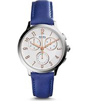 Horlogeband Fossil CH3032 Leder Blauw 16mm