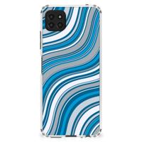 Samsung Galaxy A22 5G Doorzichtige Silicone Hoesje Waves Blue Samsung Galaxy A22 5G Doorzichtige Silicone Hoesje Waves Blue