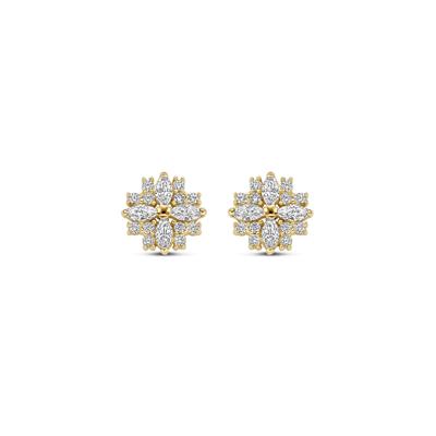 Elegante 14k Geelgouden Oorknoppen met Sprankelende Zirkonia - 7mm Diameter