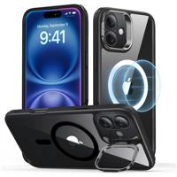 iPhone 16 Classic Hybrid Case with Stash Stand (HaloLock) - Clear Black