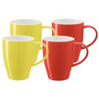 Koffie mokken/bekers Spain - 4x - porselein - geel/rood - 350 ml - stijlvolle vorm