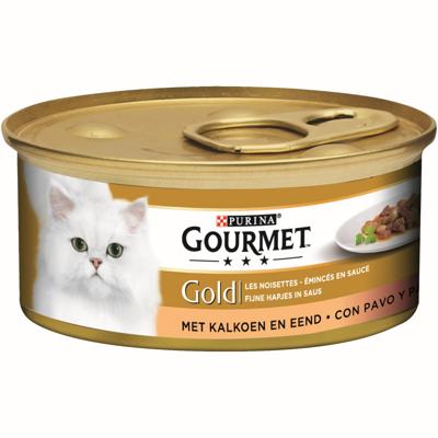 Gold fijne hapjes in saus met kalkoen en eend 85g kattenvoer Gourmet - Gourmet