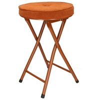 Home &amp; Styling Bijzet krukje/stoel - Opvouwbaar - bruin Ribcord - D33 x H49 cm   - - thumbnail