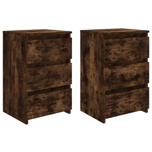 vidaXL Nachtkastjes 2 st 40x35x62,5 cm bewerkt hout gerookt eikenkleur