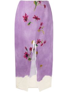 Prada jupe mi-longue à fleurs - Violet