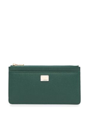 Dolce & Gabbana portefeuille zippé à plaque logo - Vert