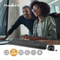 Nedis KBMCW100BKND Muis En Toetsenbord - Set Draadloos Muis- En Toetsenbordverbinding: Usb 800 / 1200 / 1600 Dpi Instelbare Dpi Qwerty Scandinavisch