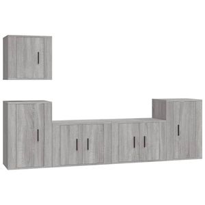 The Living Store Televisiekastenset - Grijs Sonoma Eiken - 2x 57x34.5x40cm + 1x 40x34.5x40cm + 2x 40x34.5x60cm