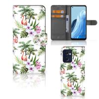 OPPO Find X5 Lite | Reno 7 5G | Telefoonhoesje | Met pasjeshouder | Flamingo Palms