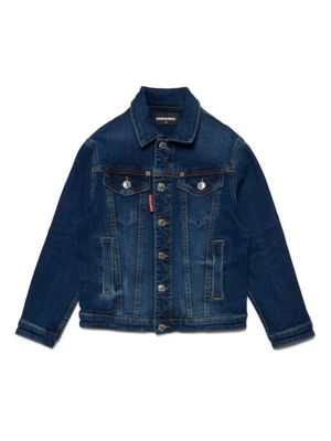 DSQUARED2 KIDS veste en jean à patch logo - Bleu