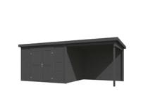 Blokhut met overkapping Kjeld 550x250 Carbon Grey - Outdoor life