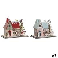Kerstversiering DKD Home Decor Rood Licht Roze 23,5 x 11 x 20,5 cm (2 Stuks)