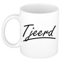 Tjeerd Naam koffiemok - beker - met sierlijke letters - wit - 300 ml - Cadeau - Heren