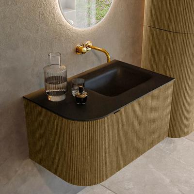 Badmeubel Mondiaz Kurve | 75 cm cm | Meubelkleur Dusk | Wastafelkleur Urban | Solid surface | Wasbak rechter zijde spoelbak | Zonder kraangat(en)