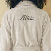 Dames badjas borduren - Beige - L/XL