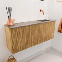 Toiletmeubel Mondiaz Joya Dlux | 100 cm | Meubelkleur Oak | Faye wastafel Oza Wasbak Rechts | Zonder kraangat(en)