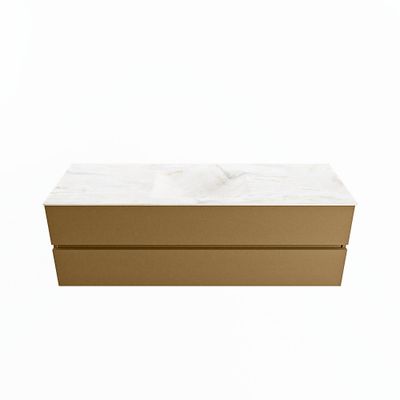 MONDIAZ VICA-DLUX 150cm badmeubel onderkast Oro 2 lades. Inbouw wastafel CLOUD midden zonder kraangat, kleur Ostra.