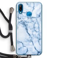 Blauw marmer: Huawei P20 Lite Transparant Hoesje met koord