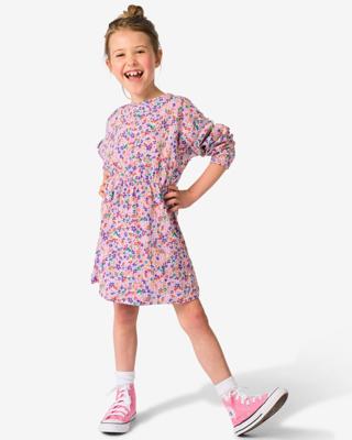 HEMA Kinderjurk rib bloemen lavendel (lavendel)