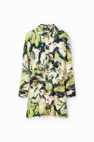 Korte overhemdjurk met bloemen - WHITE - XL