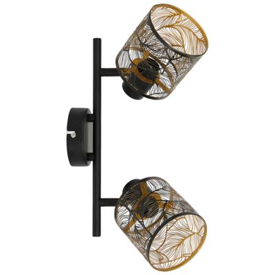 Ostaria Wandlamp Calathea - goud / zwart - metaal - bewerkt - E27 - interieur decoratie - binnen