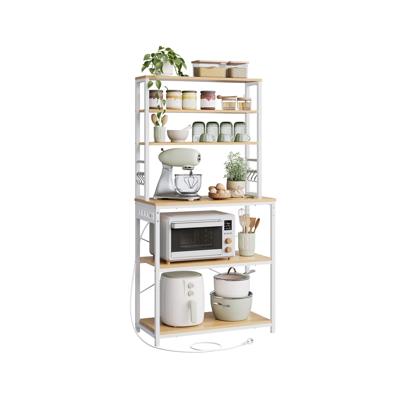 Keukenrek met stopcontacten voor magnetron en apparaten, Eikengoud-Wolkachtig wit / 80B cm