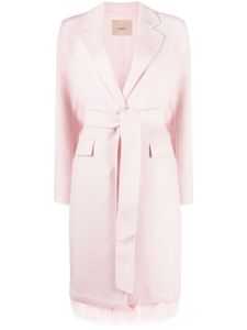 TWINSET manteau bordé de plumes - Rose