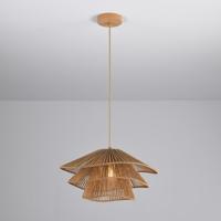 Hanglamp Avanta maronne tre - Bruin - E27-fitting - IP20 voor binnen - Gevlochten papieren koord - Golvende vorm in drievoud