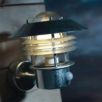 Buitenlamp zilver gegalvaniseerd met beweging sensor Nordlux &apos;Vejer&apos;E27 IP54 PIR sensor - thumbnail
