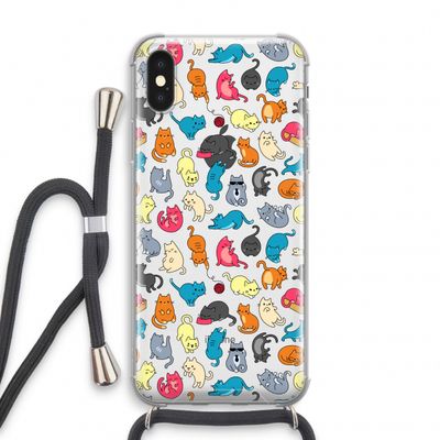 Kleurrijke katten: iPhone XS Transparant Hoesje met koord