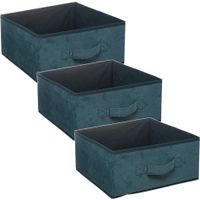 Set van 3x stuks opbergmand/kastmand 14 liter petrol groen polyester 31 x 31 x 15 cm - thumbnail