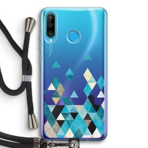 Gekleurde driehoekjes blauw: Huawei P30 Lite Transparant Hoesje met koord