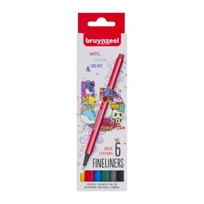 Bruynzeel Fineliner set basis- 6 kleuren
