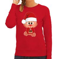 Foute Kersttrui/sweater voor dames - all I want - taart - rood - kerst poes - cadeau