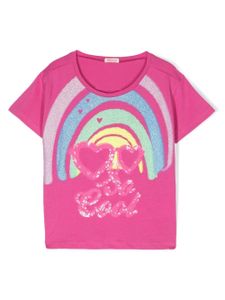 Billieblush t-shirt orné de sequins à motif arc-en-ciel - Rose