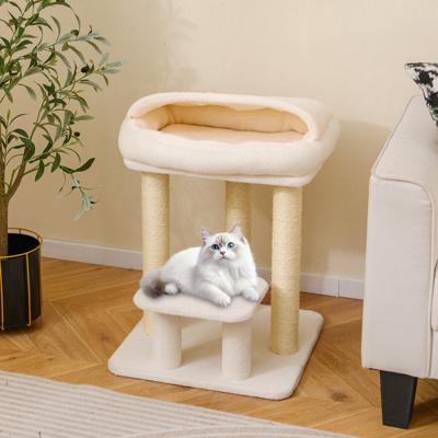 Kleine Krabpaal voor Huiskatten Katten Toren met Gezellige Pluche Bovenligplaats Wit