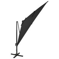 The Living Store Tuinparasol - LED-verlichting - 300 x 300 x 258 cm - Zwart