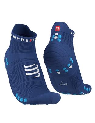 Compressport Pro racing v4.0 low hardloopsokken blauw