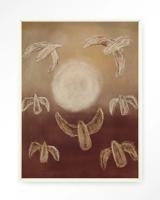 Urban Cotton Wandkleed 'Birds By Night' 110 x 145cm in Floating Frame - off white