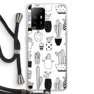 Cactusmotief: Oppo A95 5G Transparant Hoesje met koord