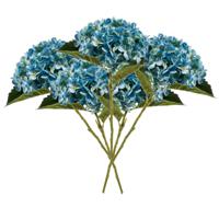 Kunstbloem Hortensia tak - 5x - Annabelle - 52 cm - blauw - Kunst zijdebloem - Hydrangea