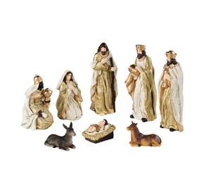 Kerstgroep poly 8 figuren multi 8st - Decoris