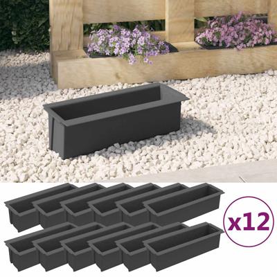 VidaXL Bloembakken voor europallets 12 st 36x13,5x9,5 cm pp grijs